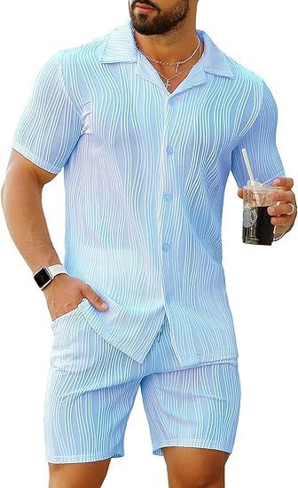 Street Fashion Outfit For Men - Erkek 2 Parça Takım Kısa Kollu