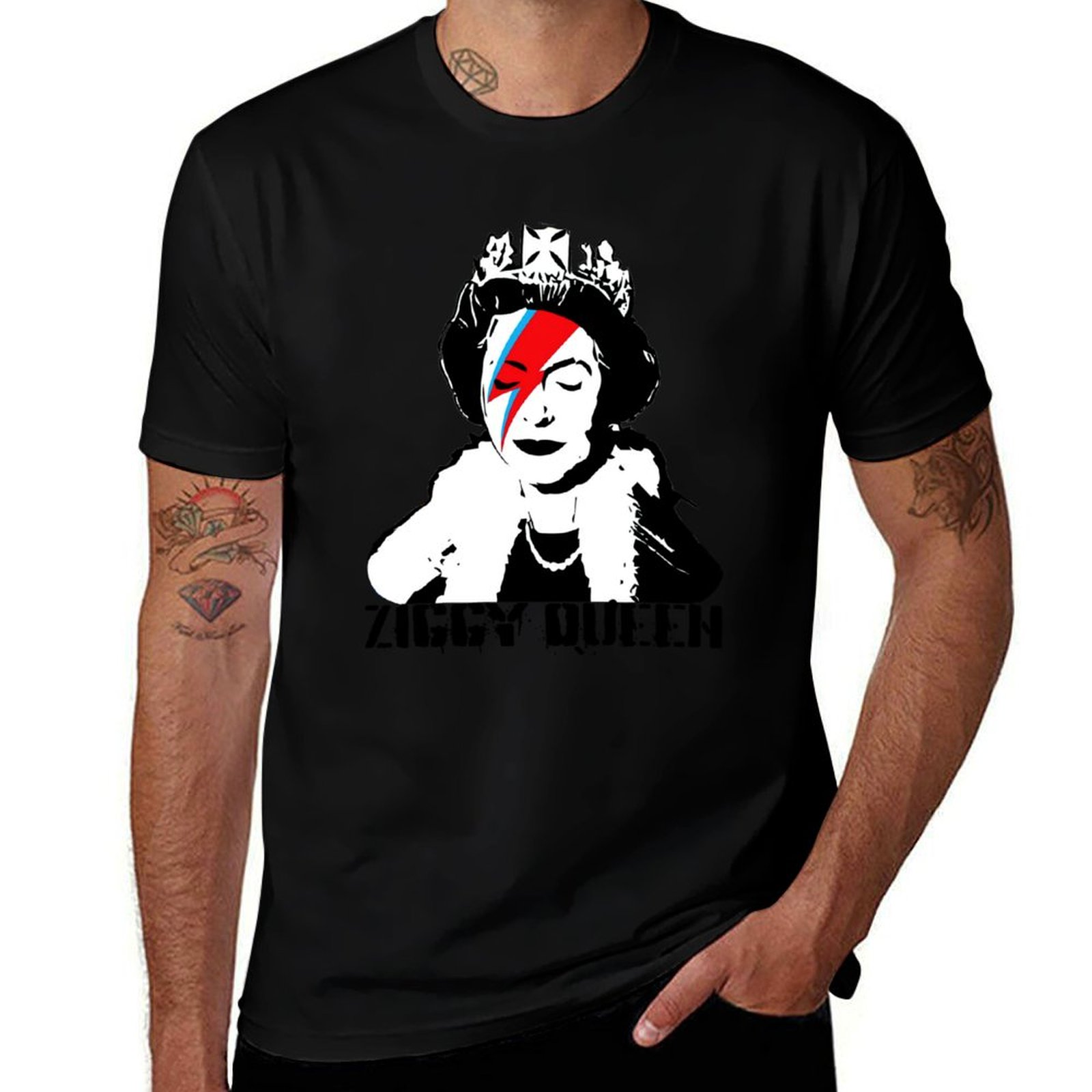 Queen Street Fashion - Kraliçe Elizabeth Ziggy Queen Banksy sokak