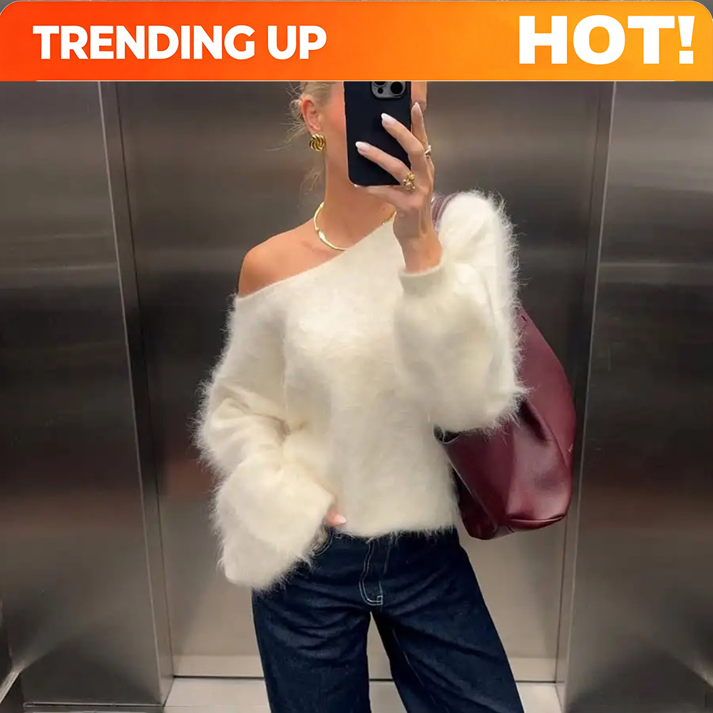 Street Fashion Vintage - Kişiselleştirilebilir Kadın Peluş Kazak Moda Düz