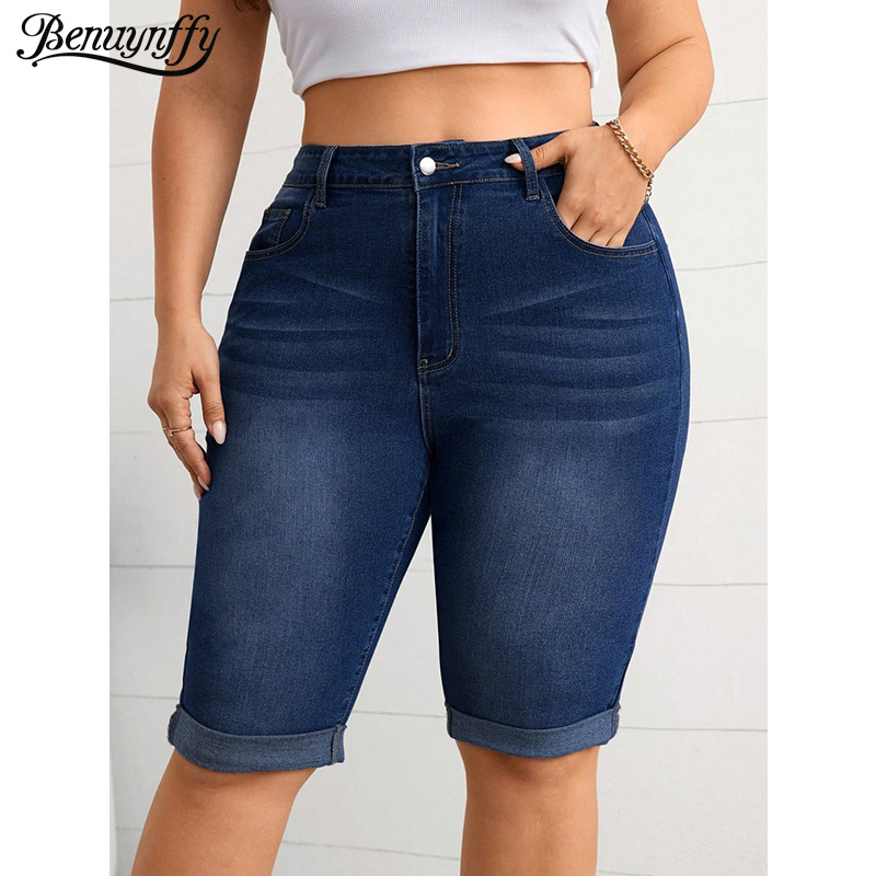 Street Fashion Plus Size - Benuynffy Artı Boyutu Vintage Orta Belli