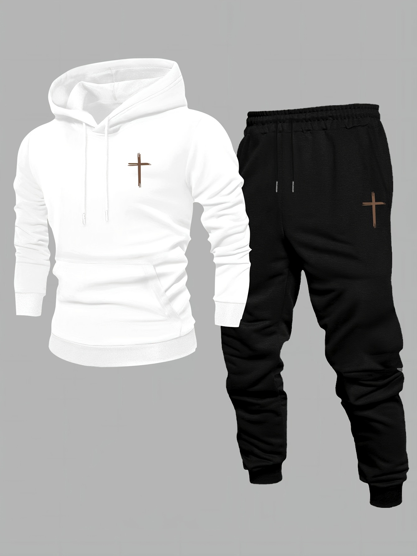 Graphic Hoodie Streetwear - Erkek Minimal Çapraz Grafikli Eşofman Takımı