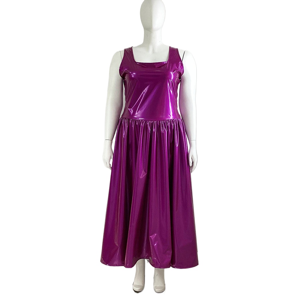 Queen Street Fashion - Kadın PVC Tank Elbise, Kolsuz Dar