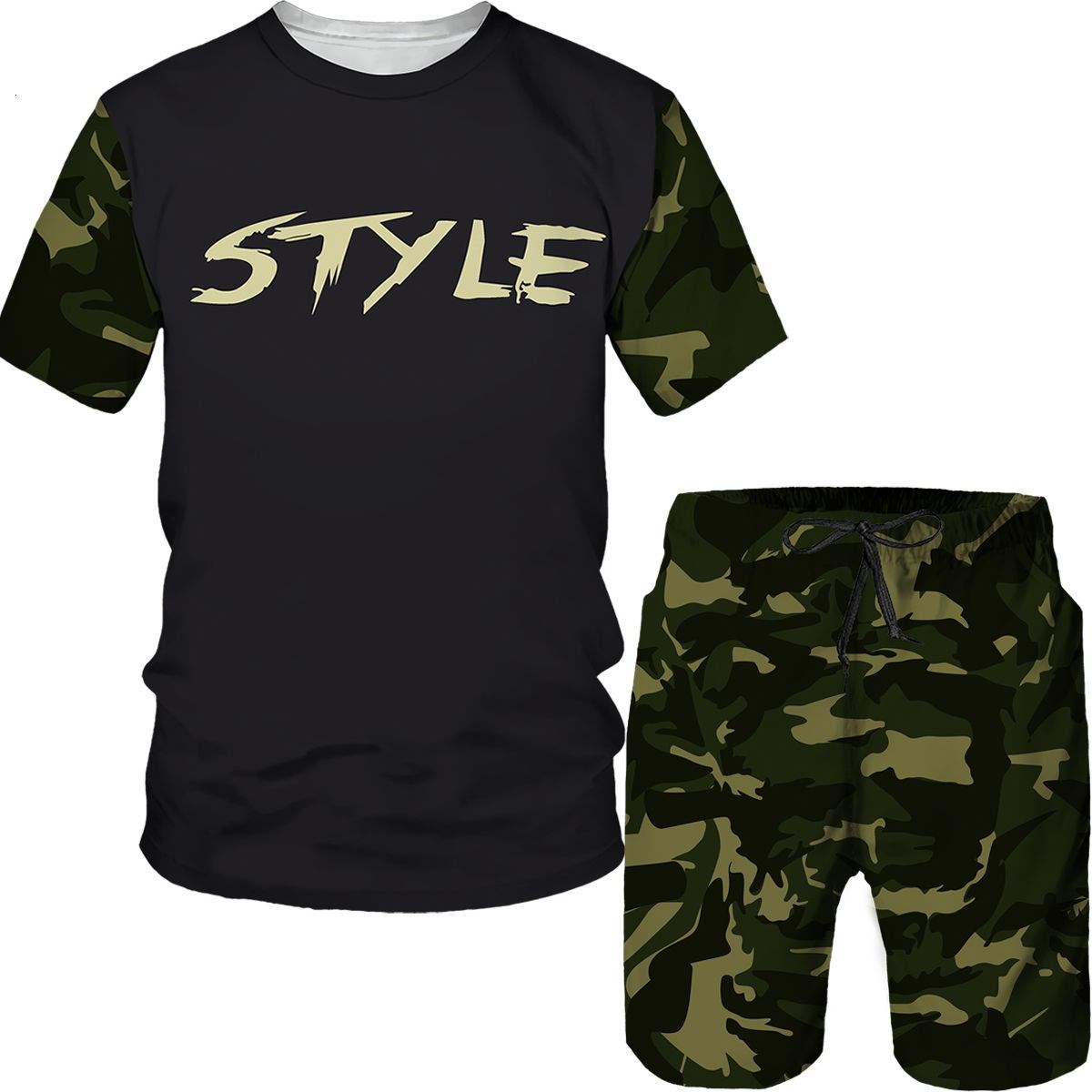 Street Fashion Dance - Kamuflaj Erkek Takım Elbise Kamuflaj 3D