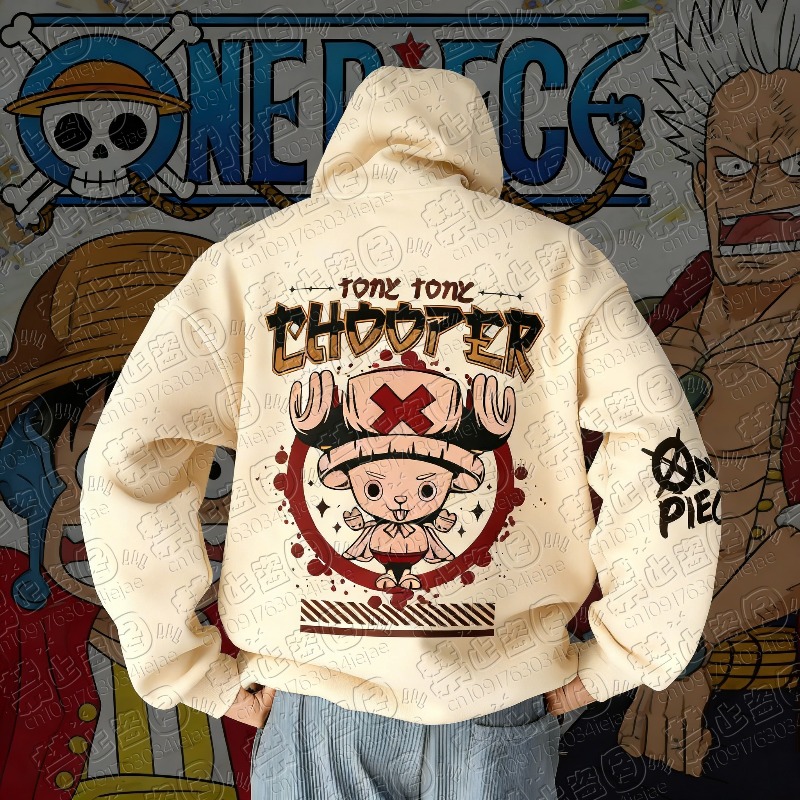 Graphic Hoodie Streetwear - Tek Parça Anime Chopper Kazak Kapüşonlu