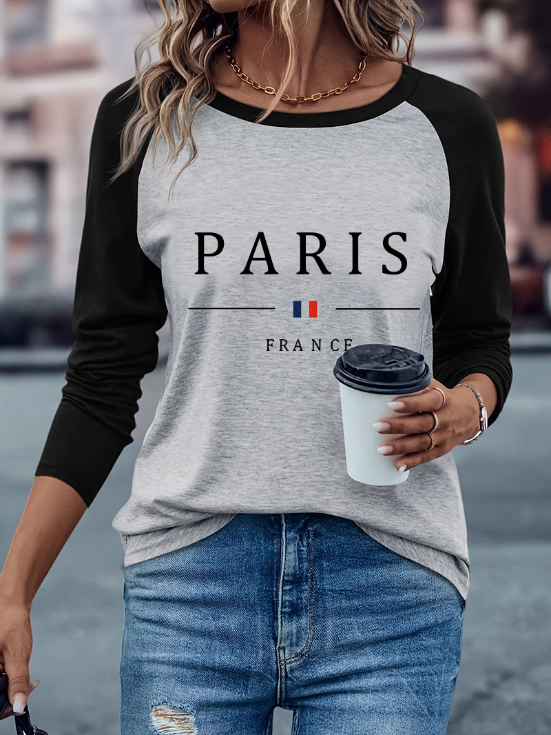 Street Fashion In Paris - Moda Paris Yazılı Baskılı Günlük Uzun