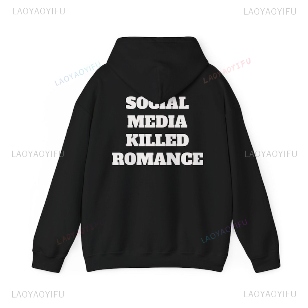 Graphic Hoodie Streetwear - Sosyal Medya Öldürüldü Romantizm Basit Harfler